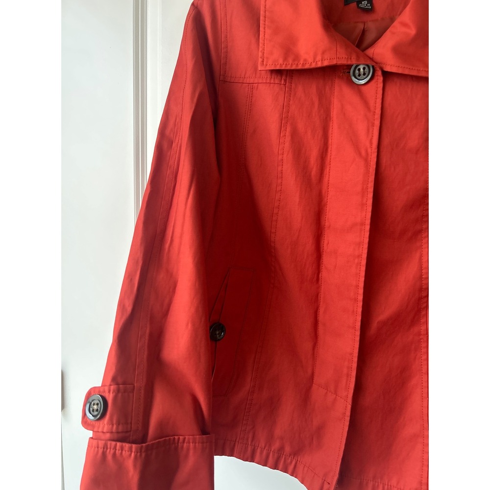 Gallery Rust Colored Rain Jacket XS Lightweight Button Front Trench Coat - Picture 3 of 8